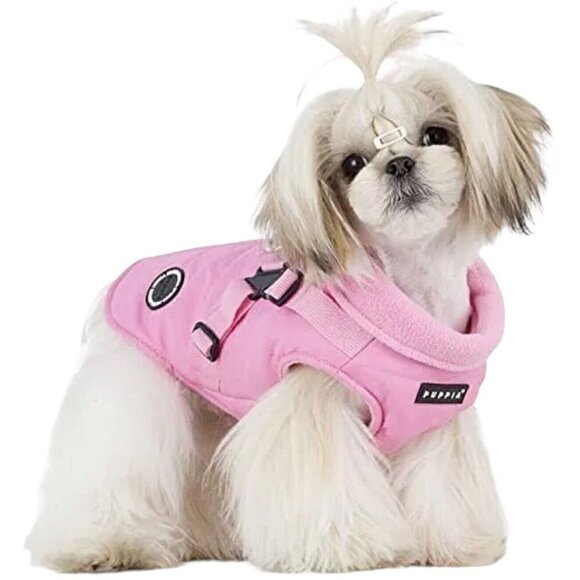 Puppia Winter Coat Harness Dog Cat Vest Pink Smart Tag Mountaineer II Puffer - Picture 9 of 12